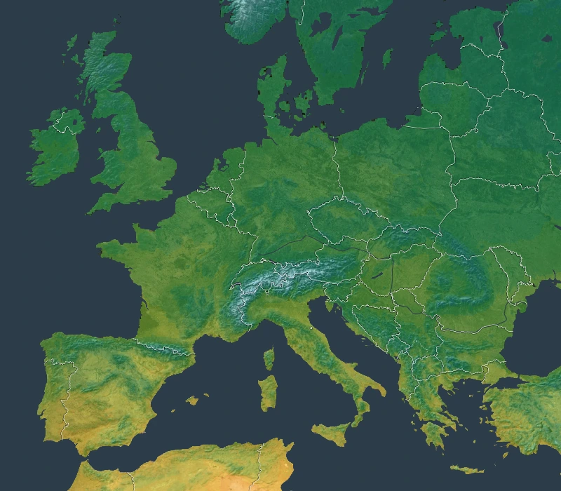 Mean Annual Temperature climate map for Europe